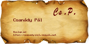 Csanády Pál névjegykártya